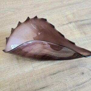 Hand made in Poland glass seashell shape bowl. Polish art glass.